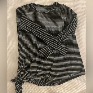 Lululemon casual long sleeve striped top with tie at the waist, size 6